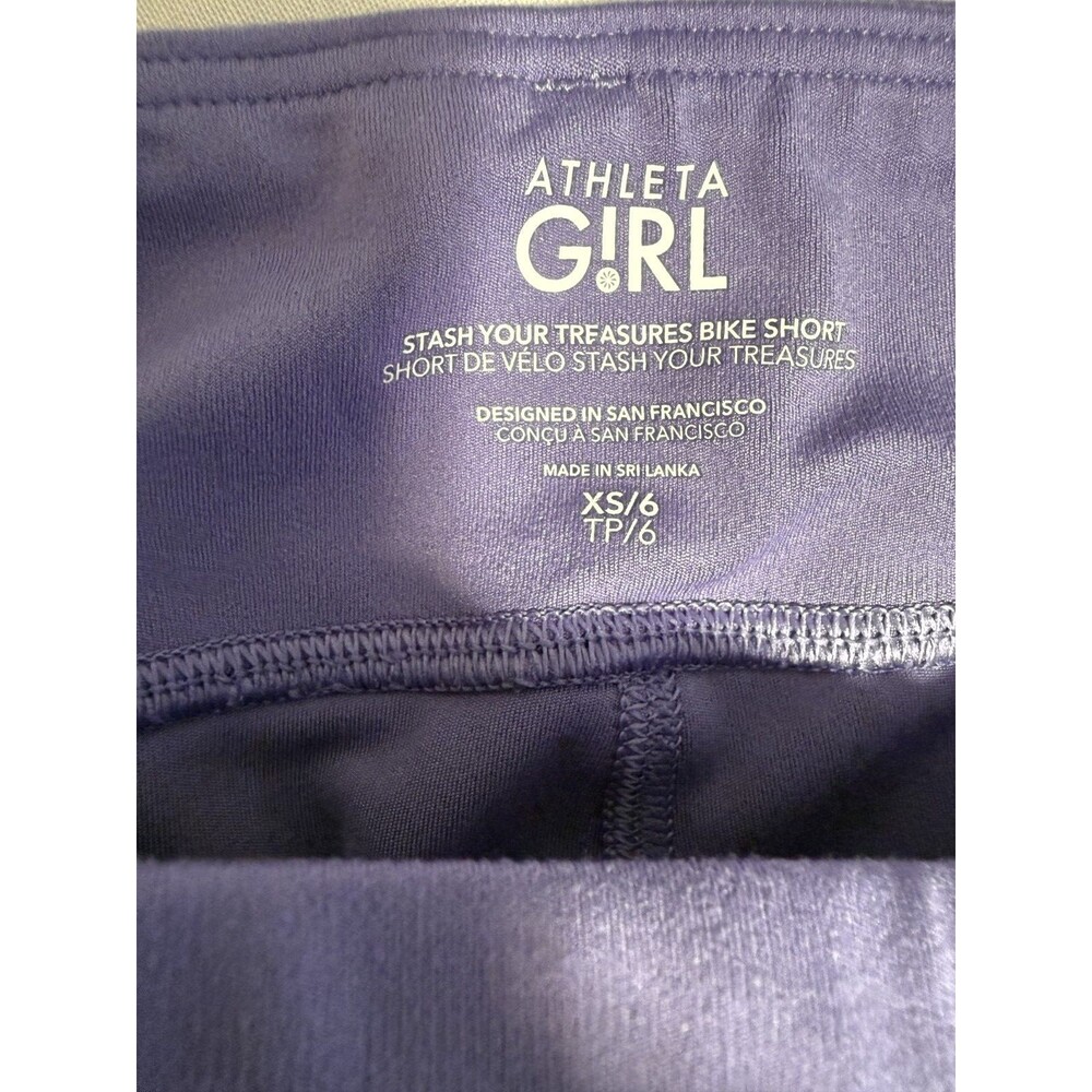 Athleta Girl Stash Your Treasures Purple Bike Shorts XS 6 Pockets Powervita EUC - Picture 3 of 8